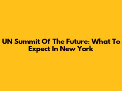 UN Summit Of The Future: What To Expect In New York